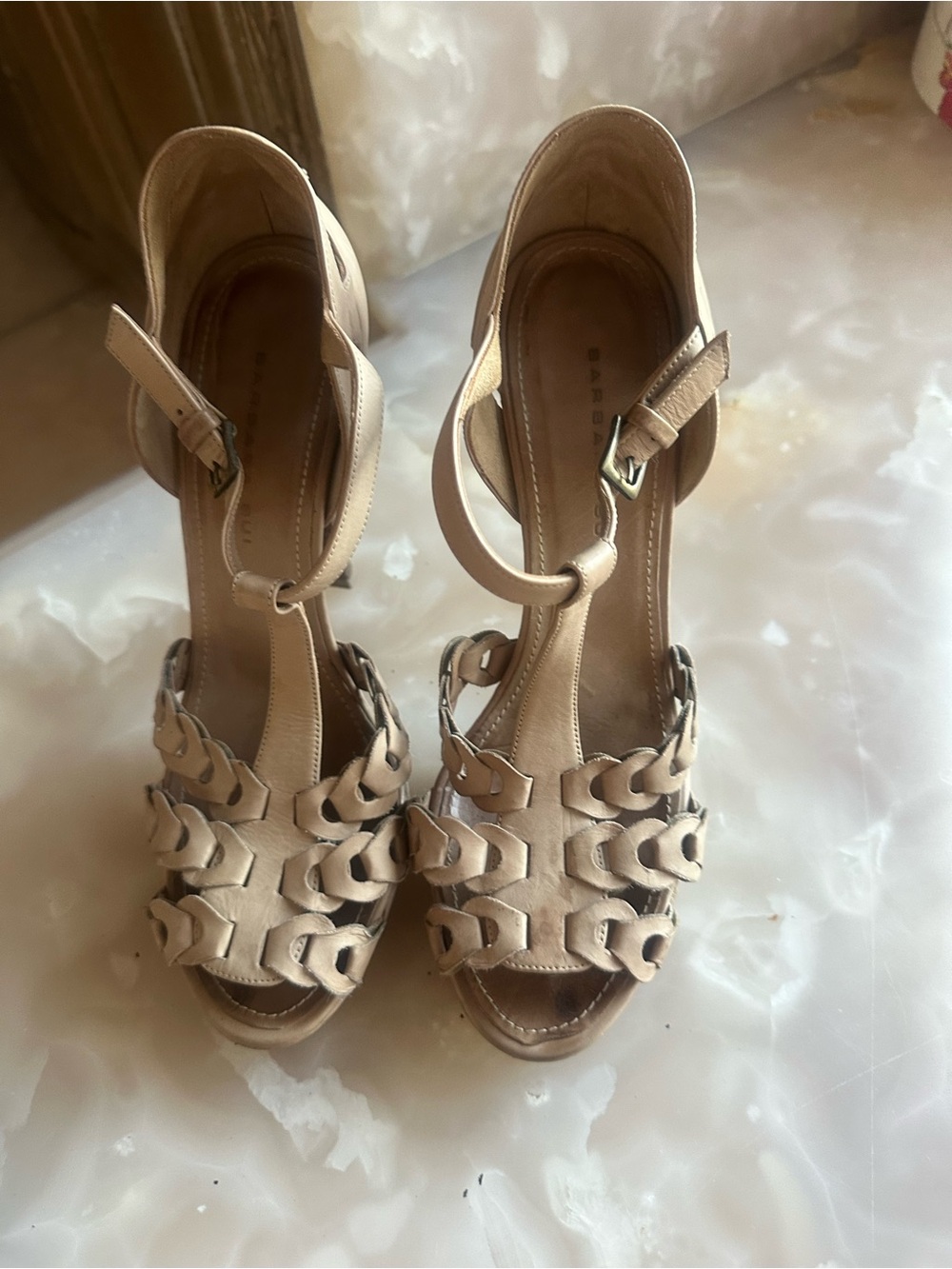 Barbara Bui Black & White Leather Platform Sandals – Size 10